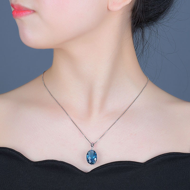 14k Gold 18.01 Ct Natural Topaz & Diamond & Ruby Pendant( Without Chain ) - 4