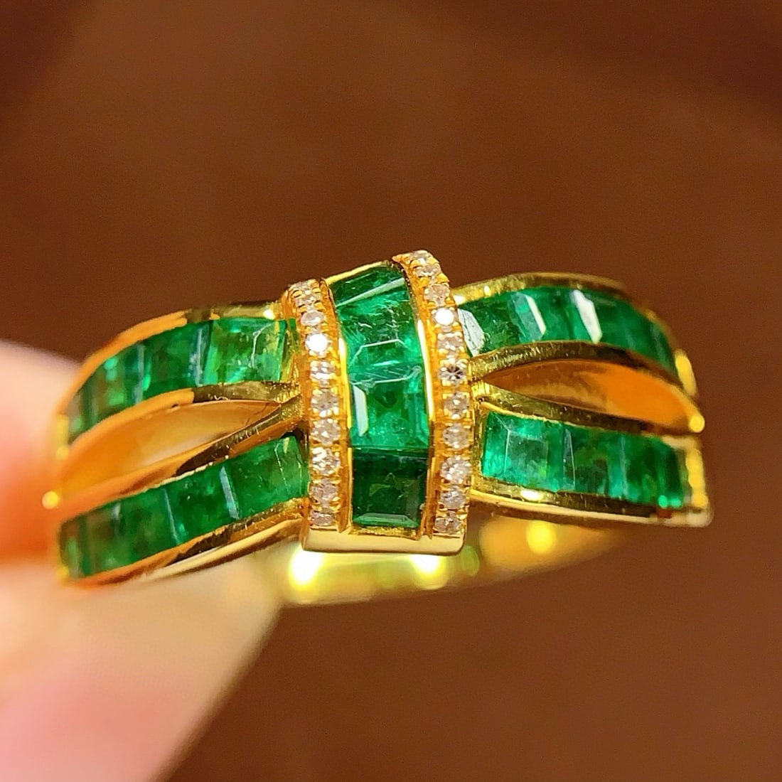 14k Gold 2.02 Ct Vivid Green Natural Emerald & Diamond Ring - 5