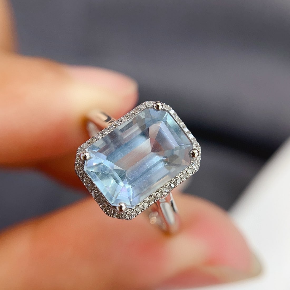 14k Gold 3.40 Ct Natural Aquamarine & Diamond Ring - 5