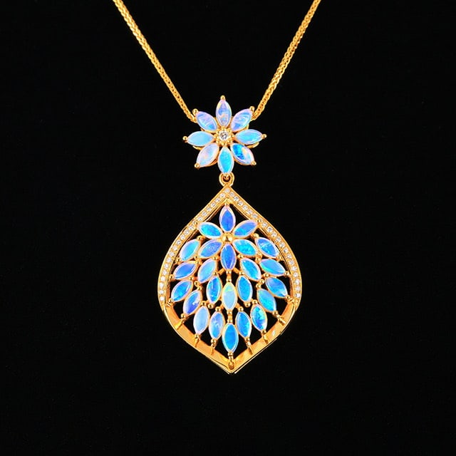 14k Gold 1.04 Ctw Natural Opal & Diamond Pendant( Without Chain ) (1 of 6)
