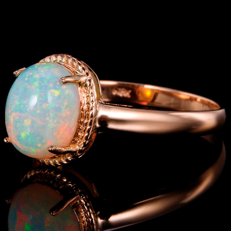 14k Gold 1.88 Ct Natural Opal Ring - 3