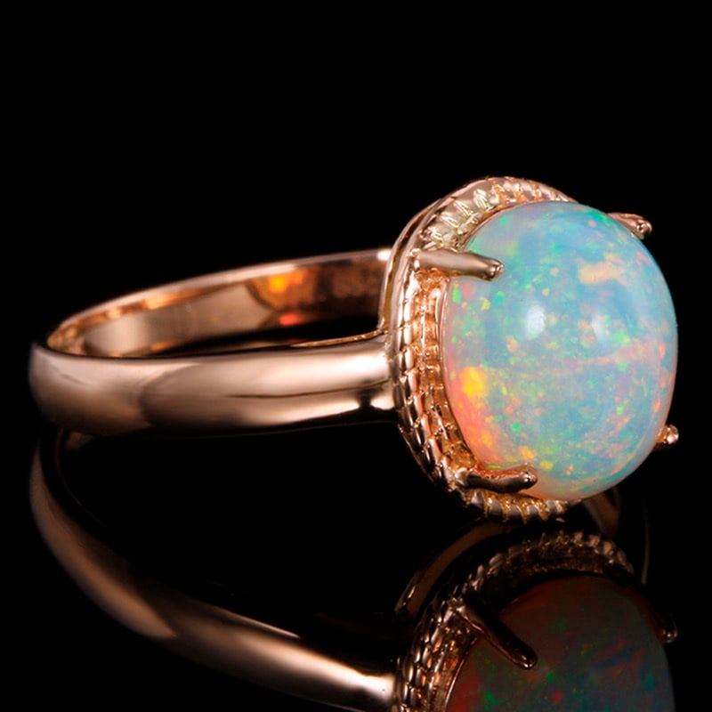 14k Gold 1.88 Ct Natural Opal Ring - 4