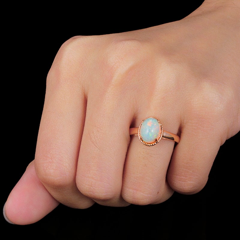 14k Gold 1.88 Ct Natural Opal Ring - 5