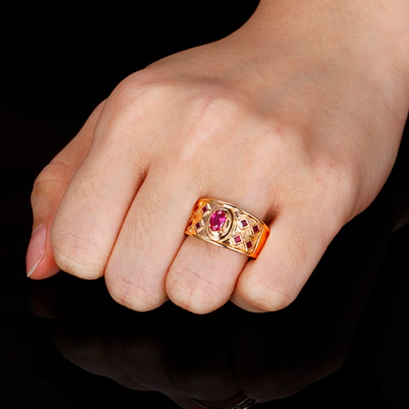 14k Gold 0.53 Ct Natural Ruby Ring - 4