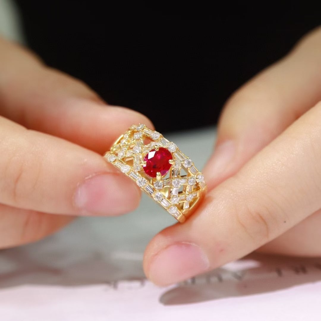 14k Gold 1.53 Ctw Natural Ruby & Diamond Ring - 2