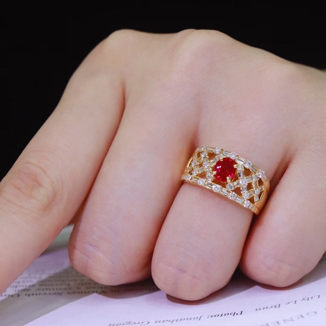 14k Gold 1.53 Ctw Natural Ruby & Diamond Ring - 3