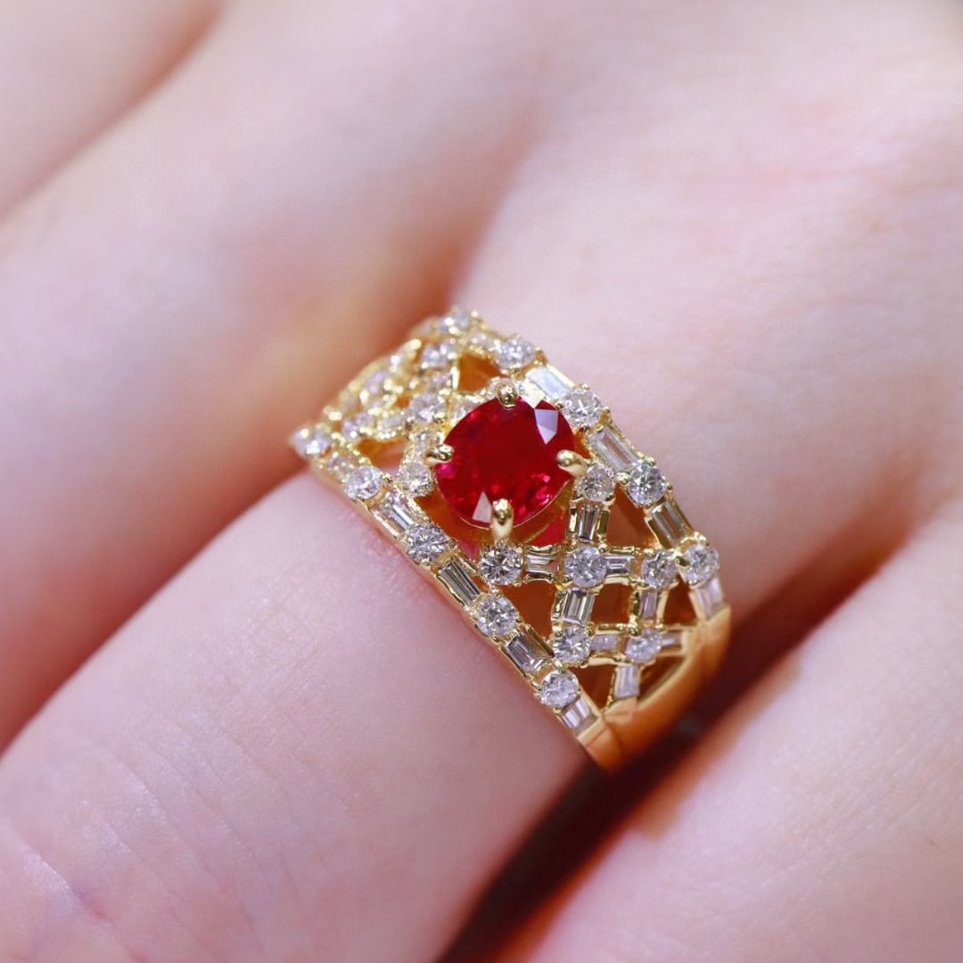 14k Gold 1.53 Ctw Natural Ruby & Diamond Ring - 4