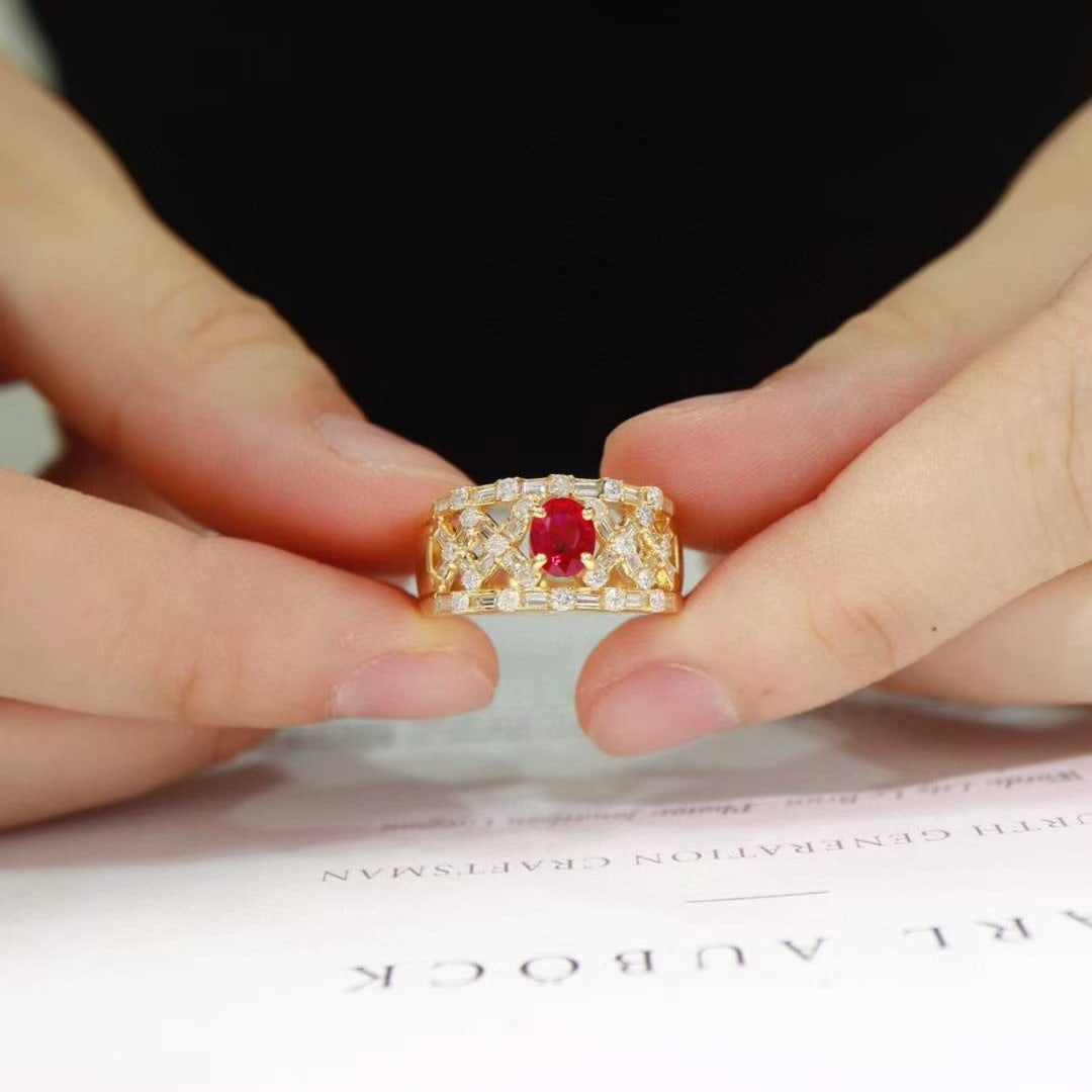 14k Gold 1.53 Ctw Natural Ruby & Diamond Ring - 5