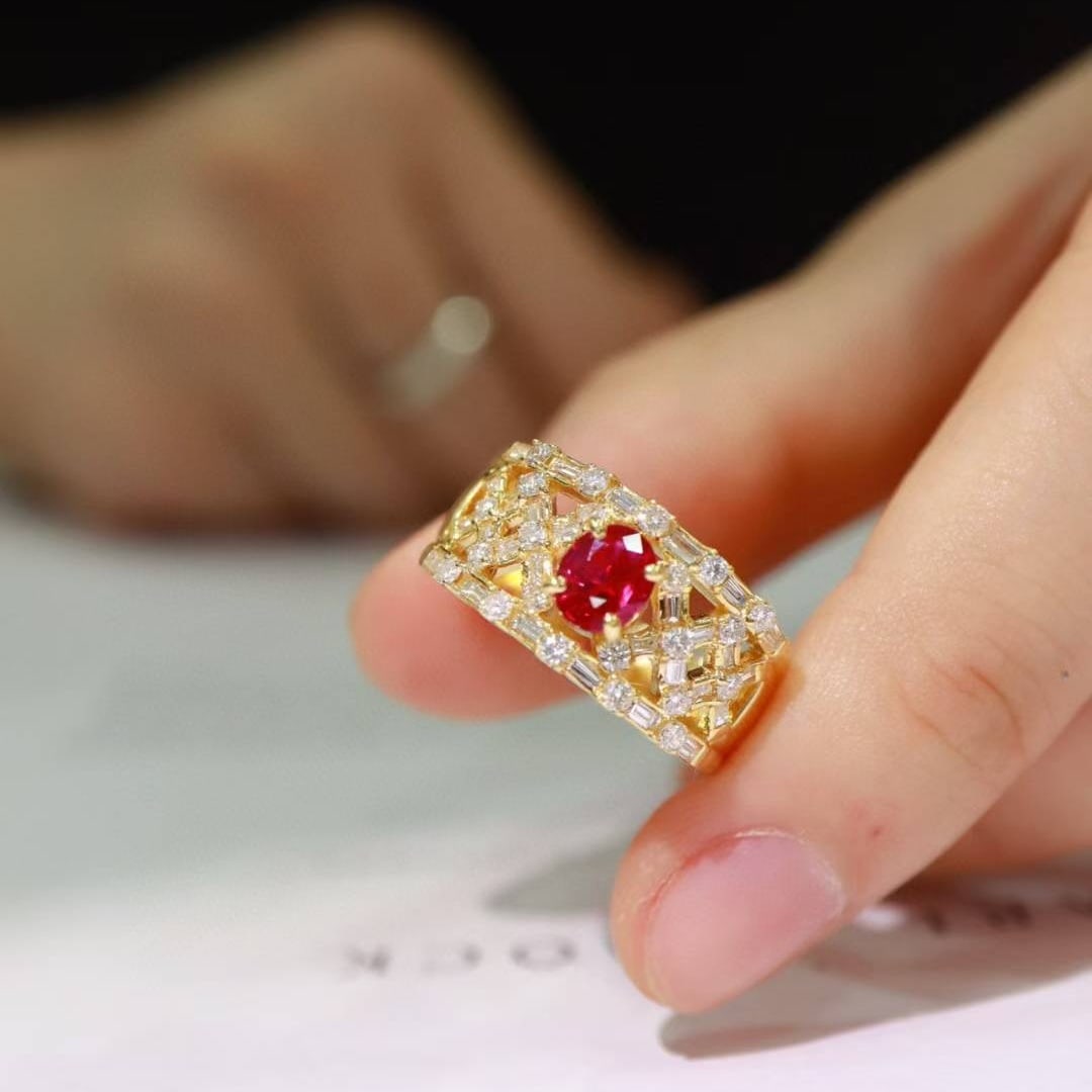14k Gold 1.53 Ctw Natural Ruby & Diamond Ring - 6