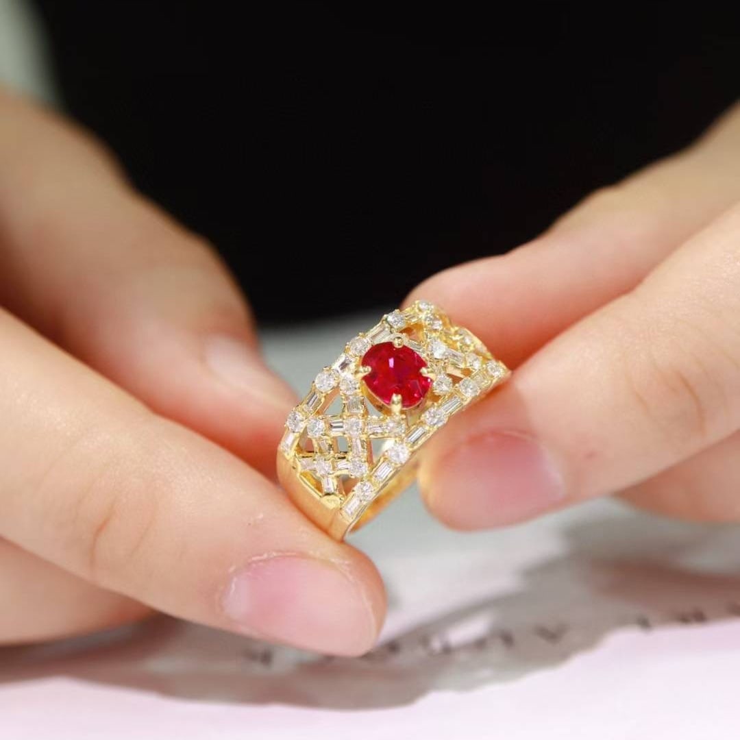 14k Gold 1.53 Ctw Natural Ruby & Diamond Ring - 8