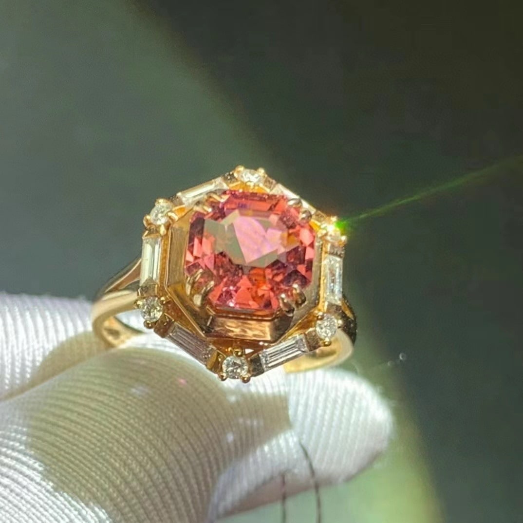 14k Gold 2.50 Ct Natural Tourmaline & Diamond Ring (1 of 5)