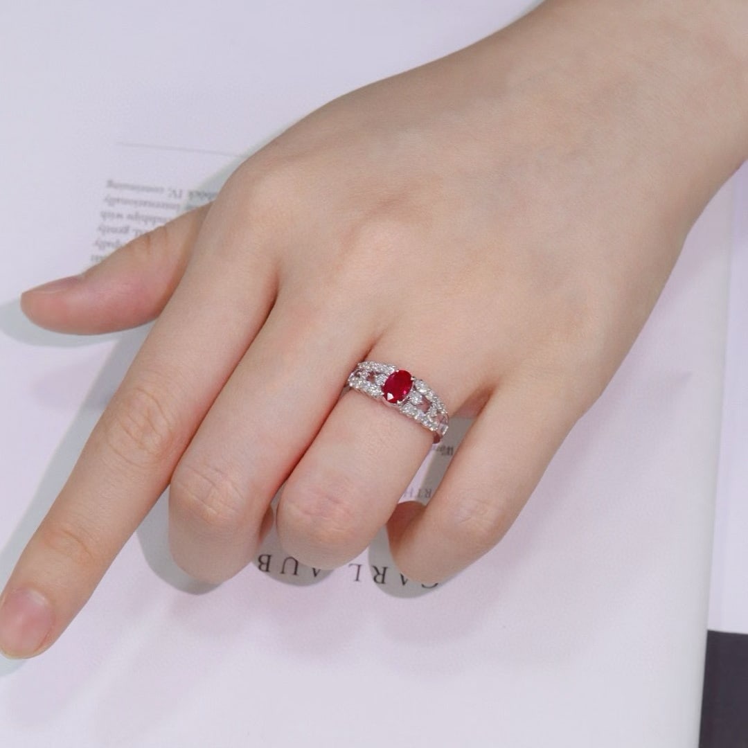 14k Gold 1.33 Ctw Natural Ruby & Diamond Ring - 7