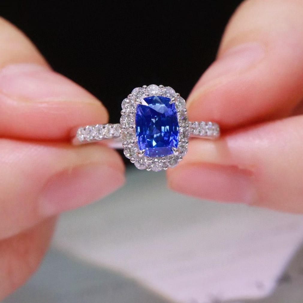14k Gold 1.56 Ctw Natural Sapphire & Diamond Ring - 3
