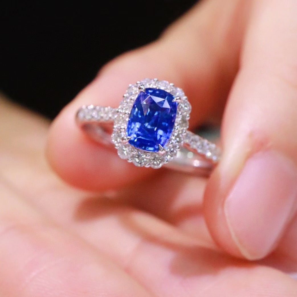 14k Gold 1.56 Ctw Natural Sapphire & Diamond Ring - 4