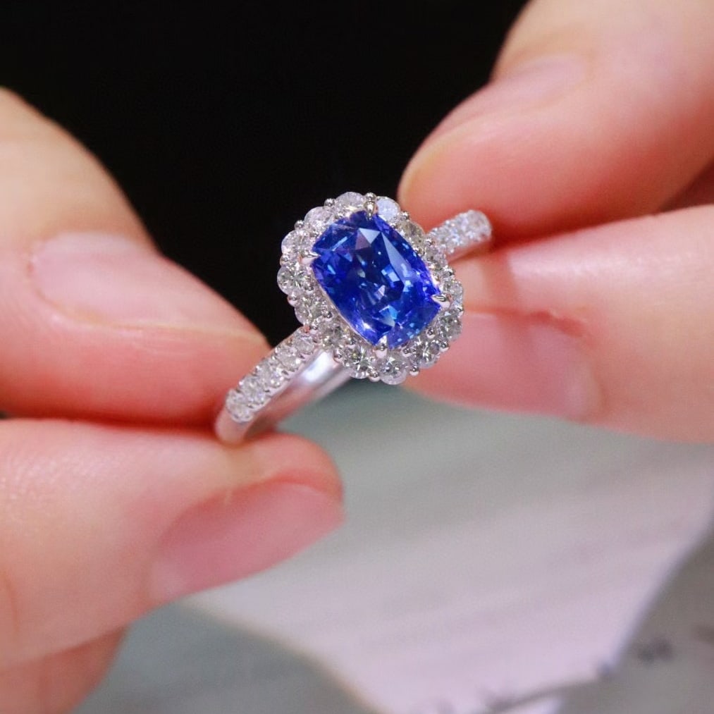 14k Gold 1.56 Ctw Natural Sapphire & Diamond Ring - 6