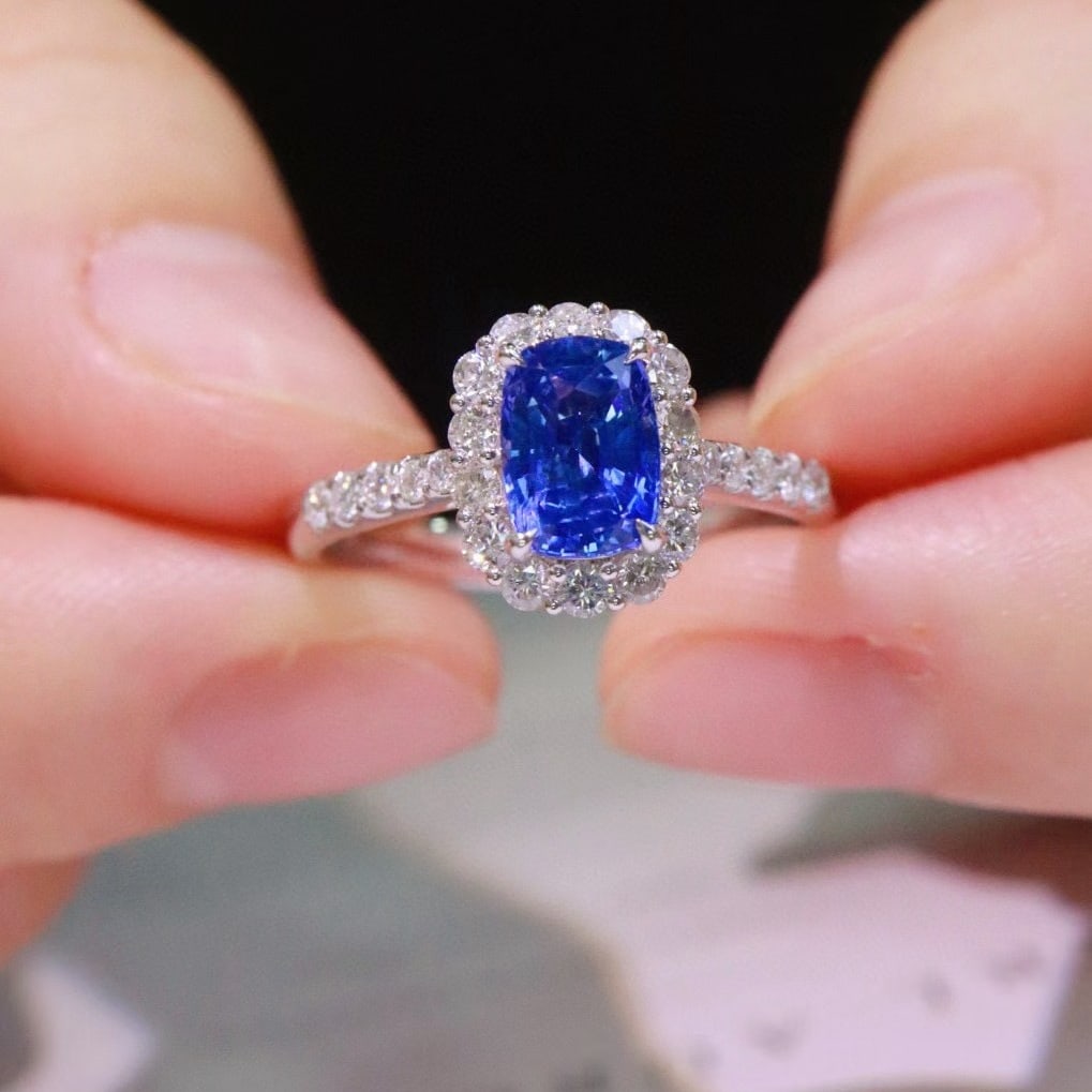 14k Gold 1.56 Ctw Natural Sapphire & Diamond Ring - 7