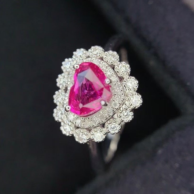 14k Gold 1.0 Ct Natural Padparadscha Sapphire & Diamond Ring - 3
