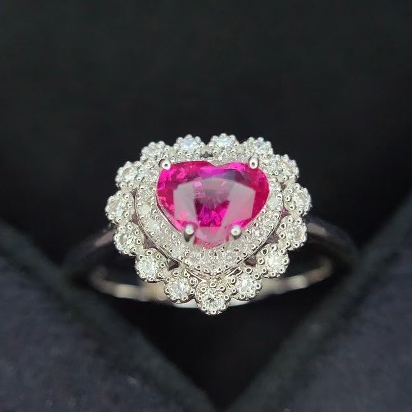 14k Gold 1.0 Ct Natural Padparadscha Sapphire & Diamond Ring - 4
