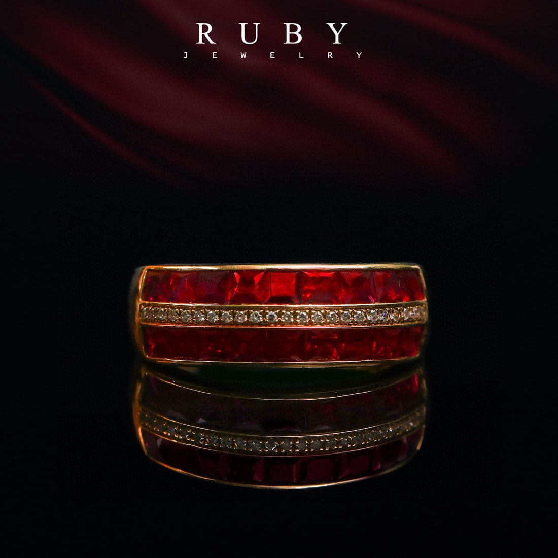 14k Gold 2 Ct Natural Ruby & Diamond Ring - 4