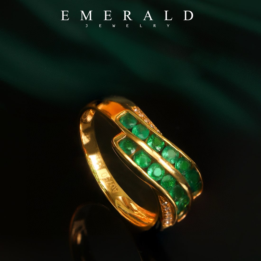 14k Gold 1 Ct Natural Emerald & Diamond Ring - 2