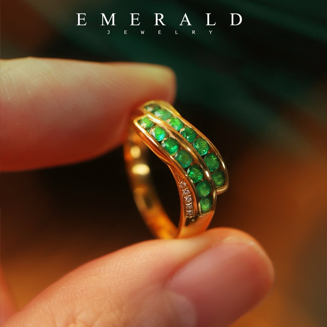 14k Gold 1 Ct Natural Emerald & Diamond Ring - 3