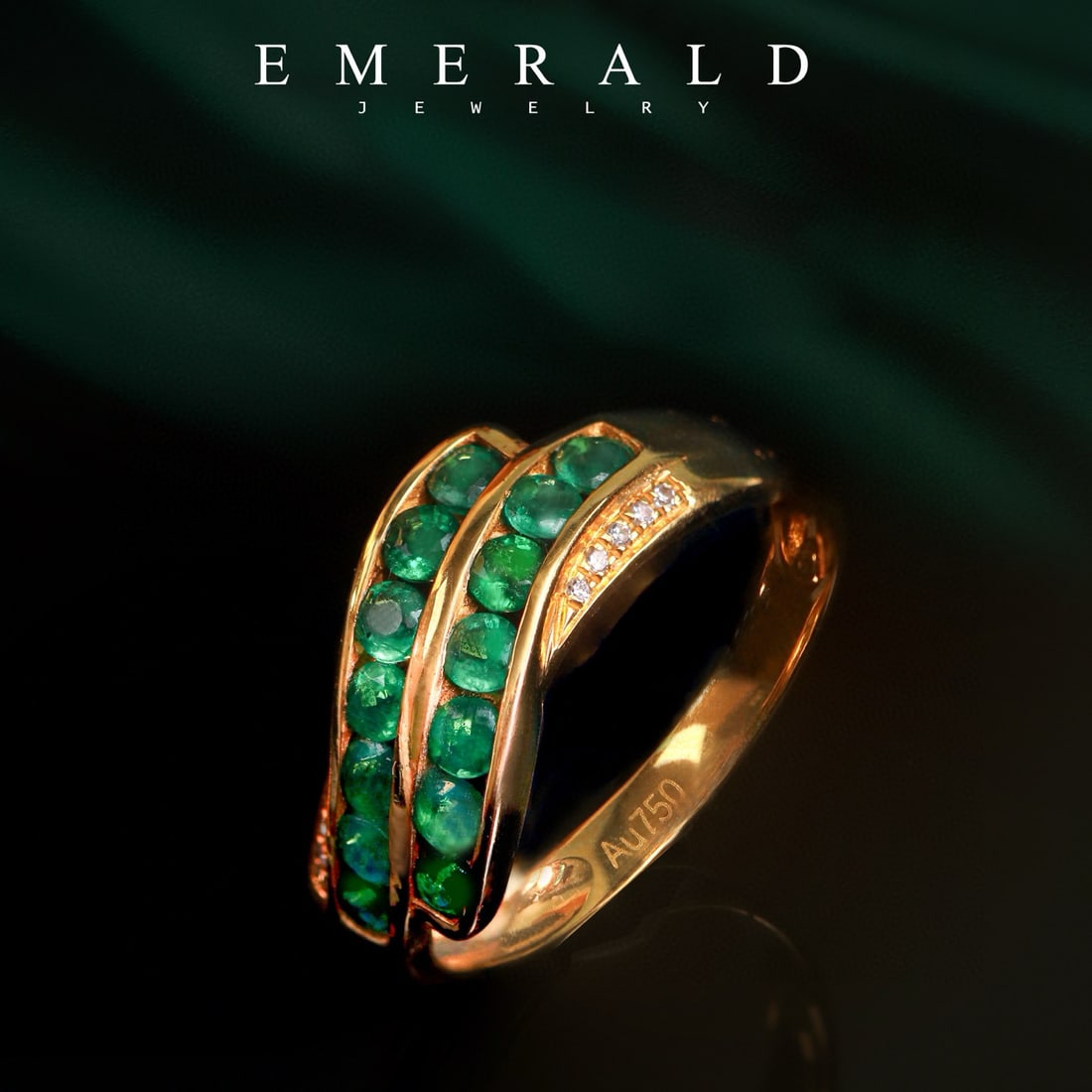 14k Gold 1 Ct Natural Emerald & Diamond Ring - 4