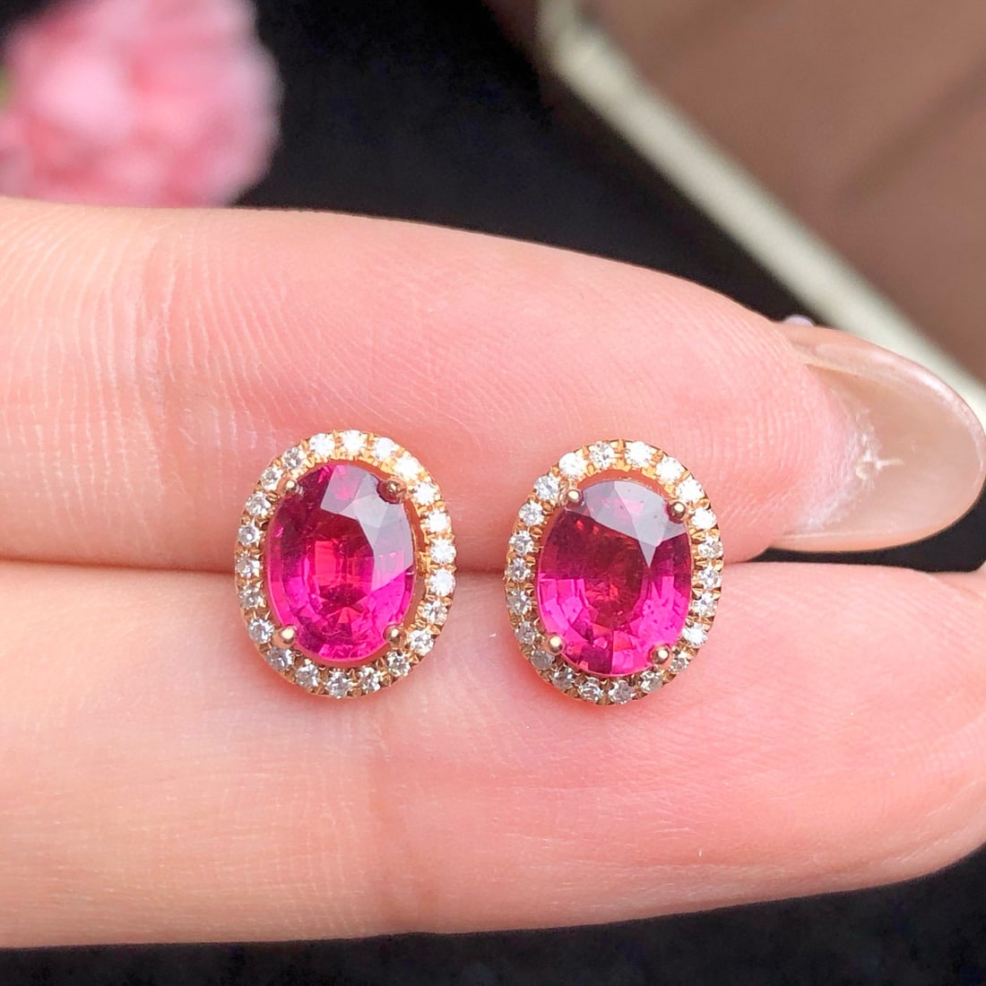 14k Gold 2 Ct Natural Tourmaline & Diamond Earrings - 3