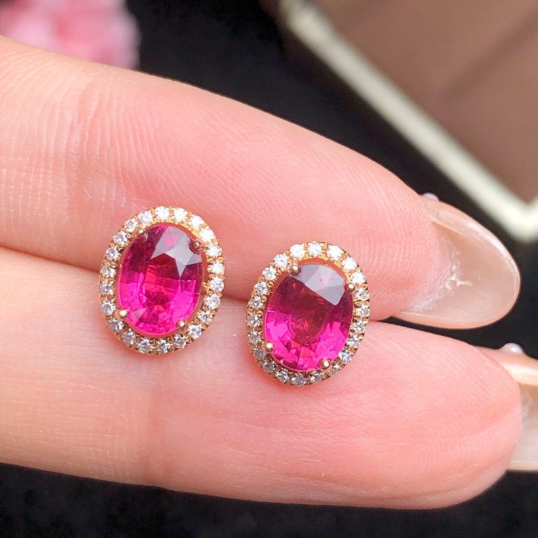 14k Gold 2 Ct Natural Tourmaline & Diamond Earrings - 4
