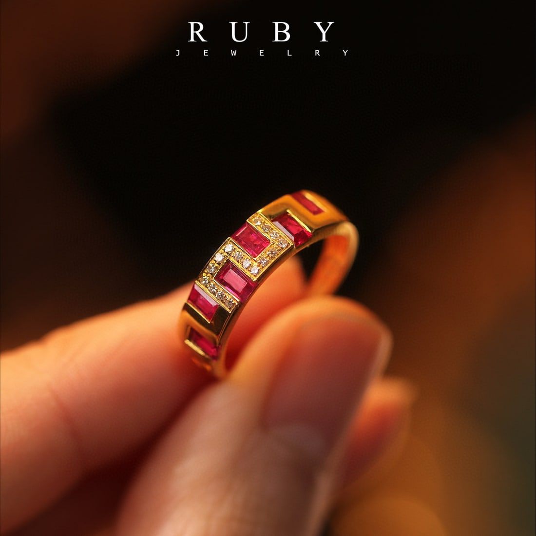 14k Gold 1.3 Ct Natural Ruby & Diamond Ring: Ref:231018333 // gold content:14k gold // ring size:7. 25us // // main gemstone:ruby // shape:rectangle // carat weight:1. 3ct // color:red // treatment:natural // // adjacent gemstone 2 : diamond //