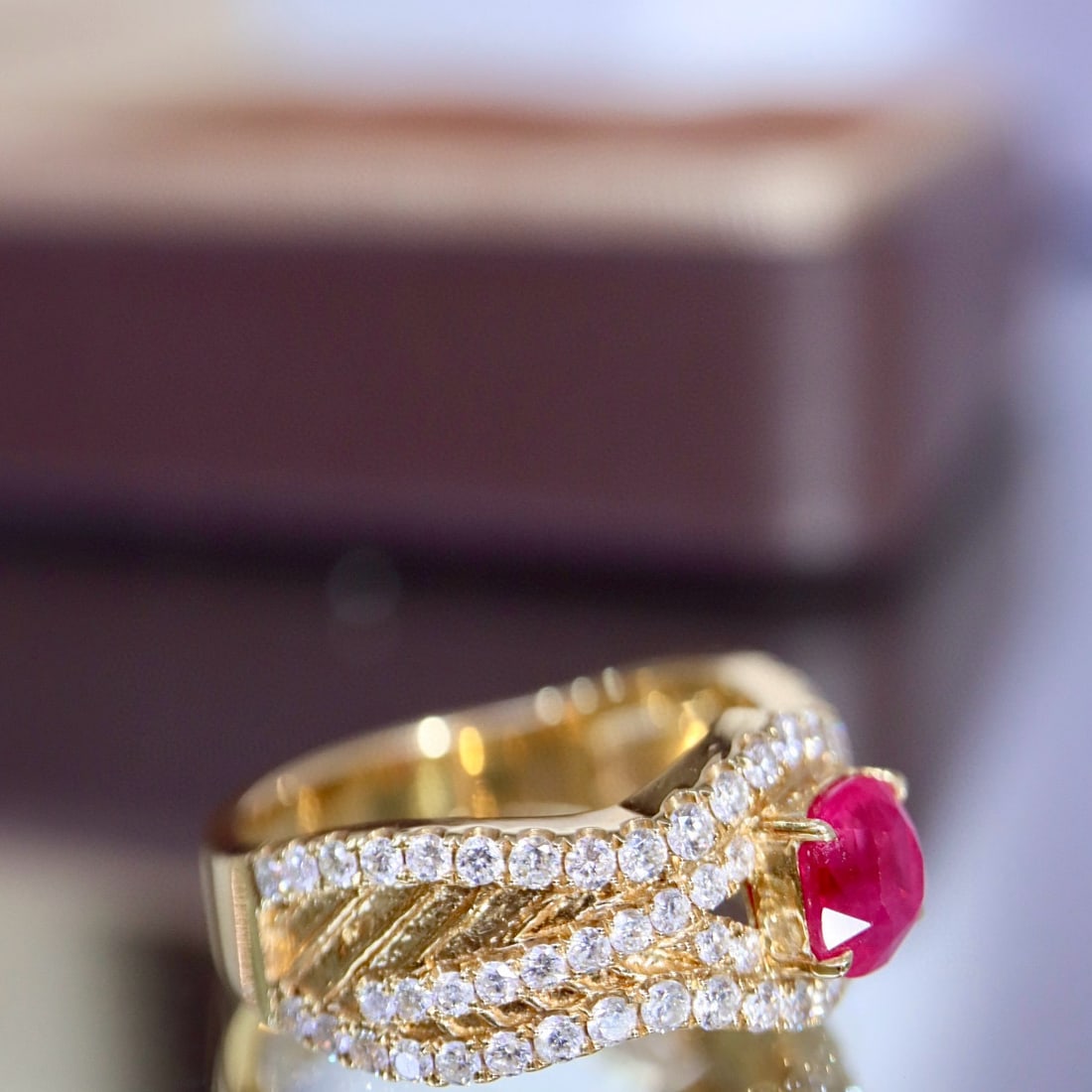 14k Gold 1.71 Ctw Natural Ruby & Diamond Ring - 2