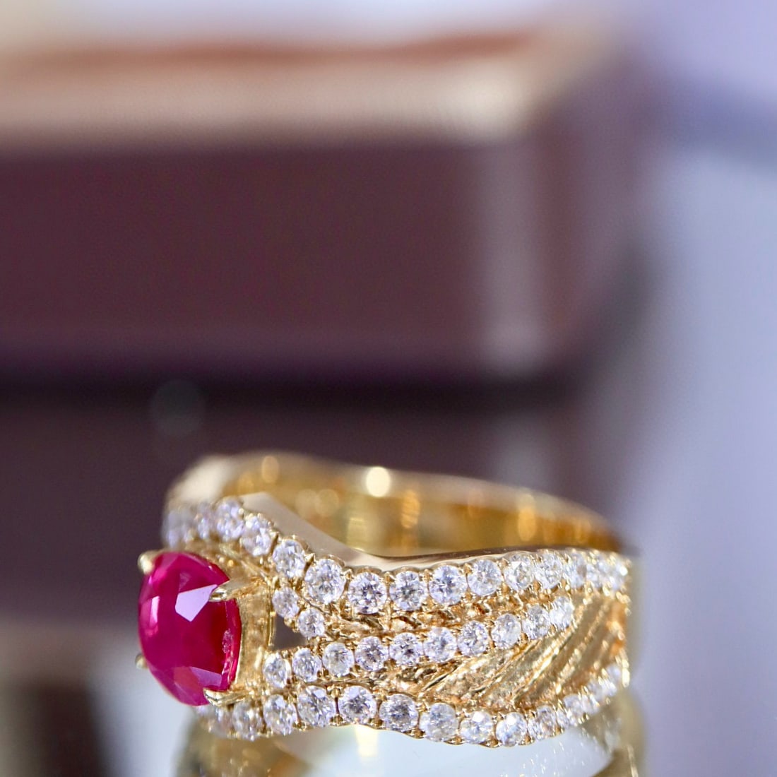 14k Gold 1.71 Ctw Natural Ruby & Diamond Ring - 3