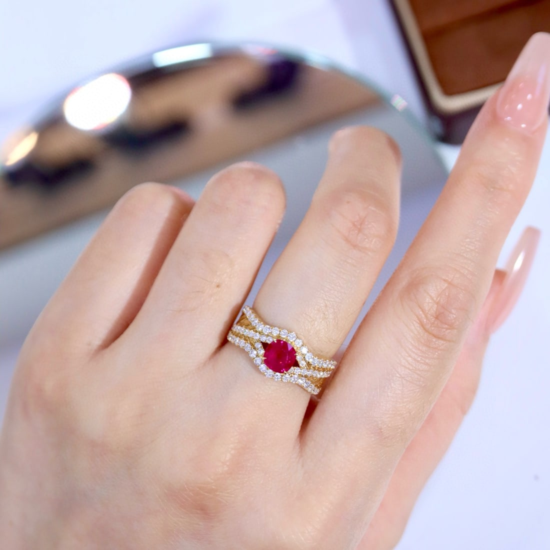 14k Gold 1.71 Ctw Natural Ruby & Diamond Ring - 4