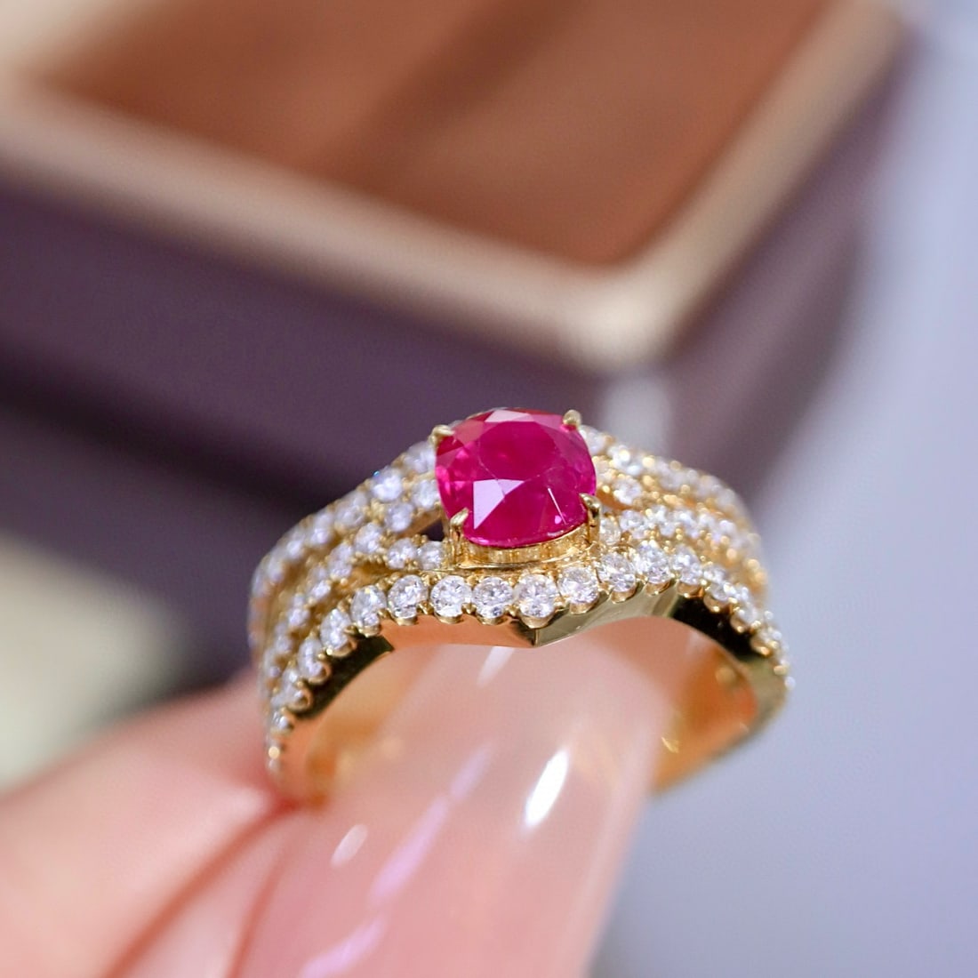 14k Gold 1.71 Ctw Natural Ruby & Diamond Ring - 5