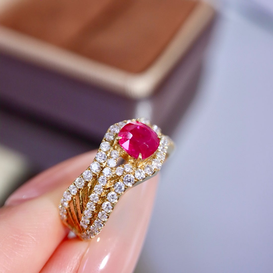 14k Gold 1.71 Ctw Natural Ruby & Diamond Ring - 8