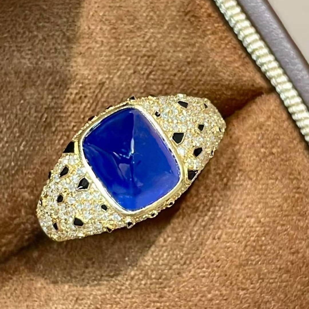 14k Gold 3 Ct Natural Sapphire & Diamond Ring - 2