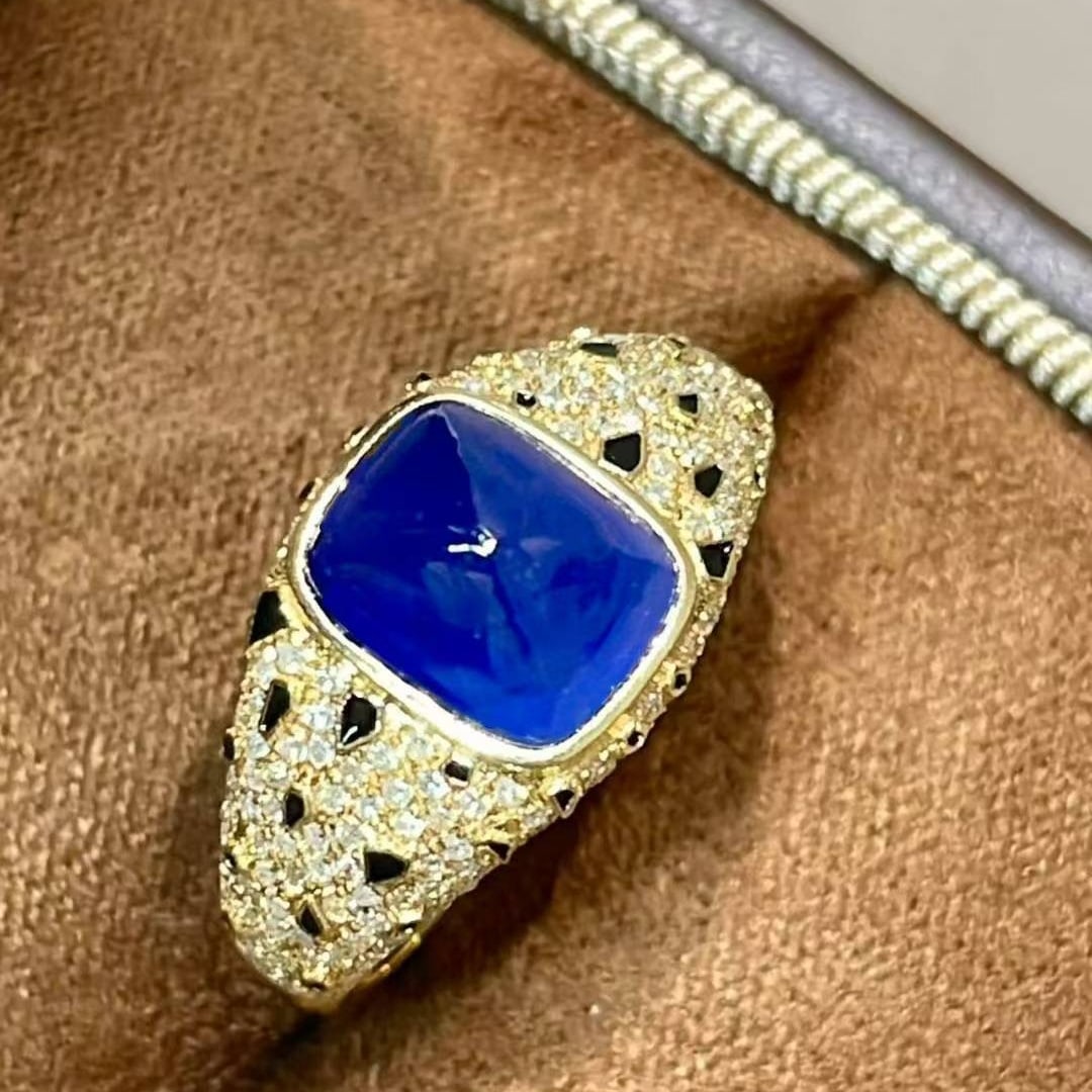 14k Gold 3 Ct Natural Sapphire & Diamond Ring - 3