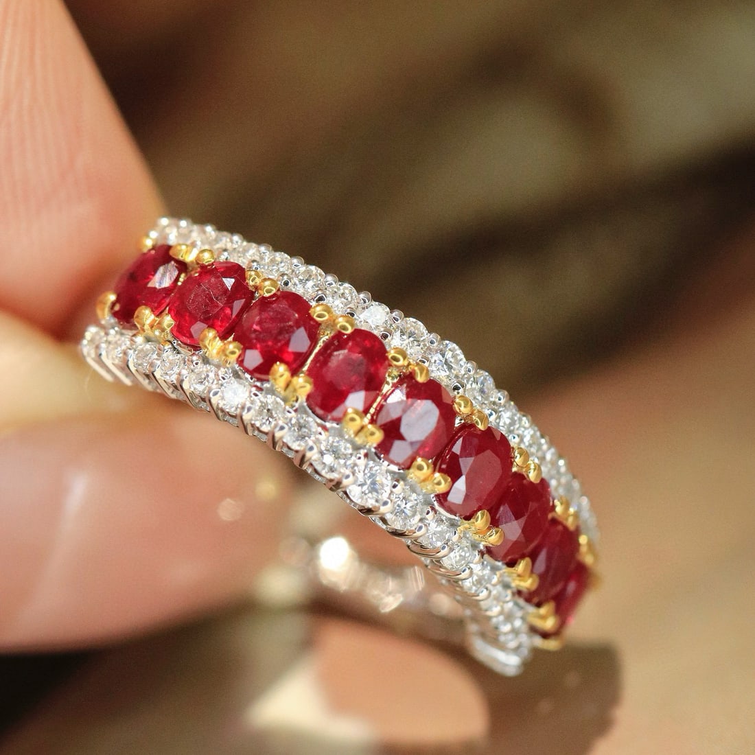 14k Gold 1.54 Ctw Natural Ruby & Diamond Ring - 5
