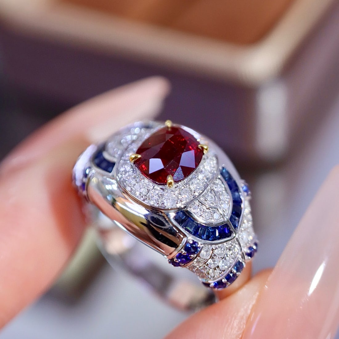 14k Gold 2.25 Ctw Natural Ruby & Diamond Ring - 2