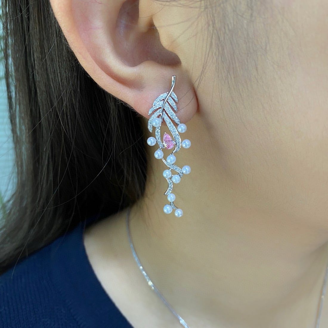 Gia Certified 14k Gold 1.06 Ctw Natural Pink Diamond & Diamond Earrings - 2