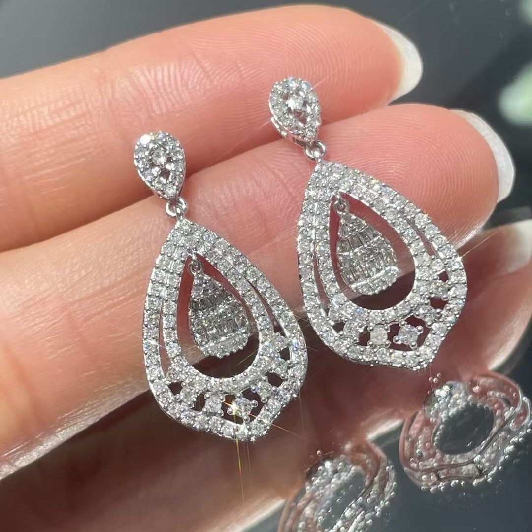 14k Gold 1 Ct Natural H Diamond Earrings - 2