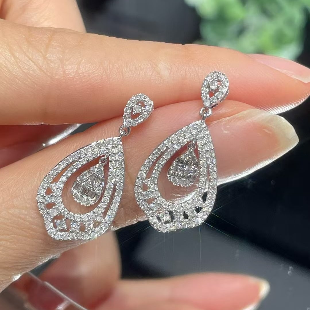 14k Gold 1 Ct Natural H Diamond Earrings - 3