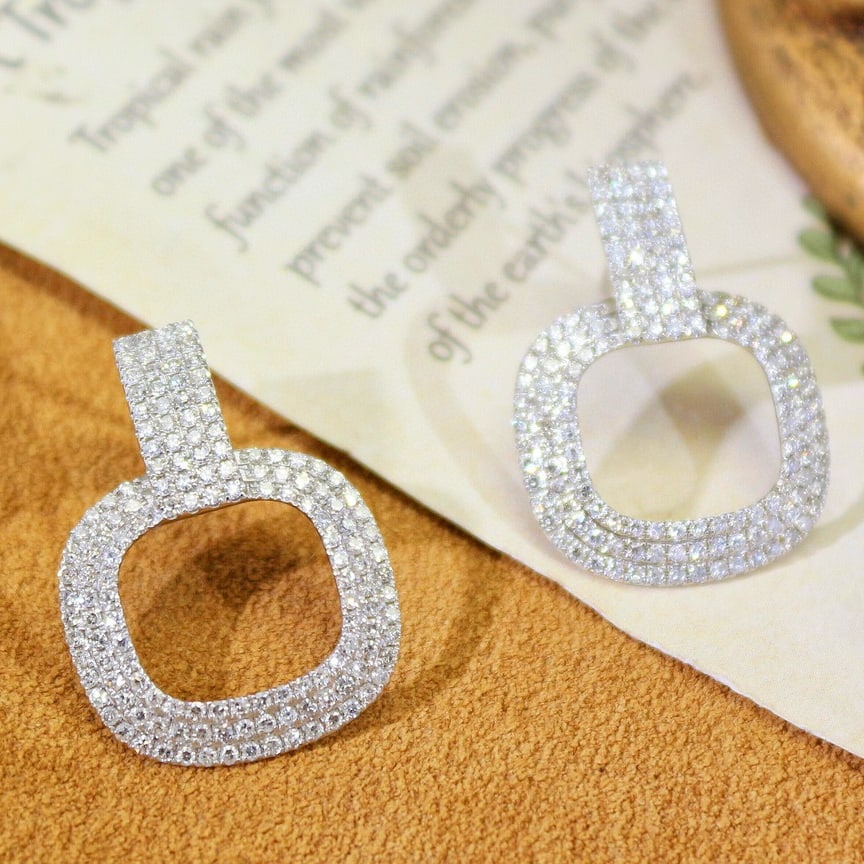 14k Gold 1.65 Ct Natural H Diamond Earrings - 2