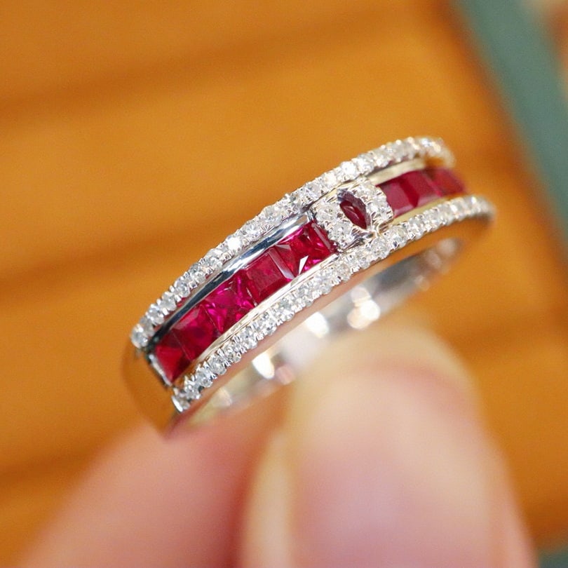 14k Gold 16.80 Ctw Natural Ruby & Diamond Ring - 2