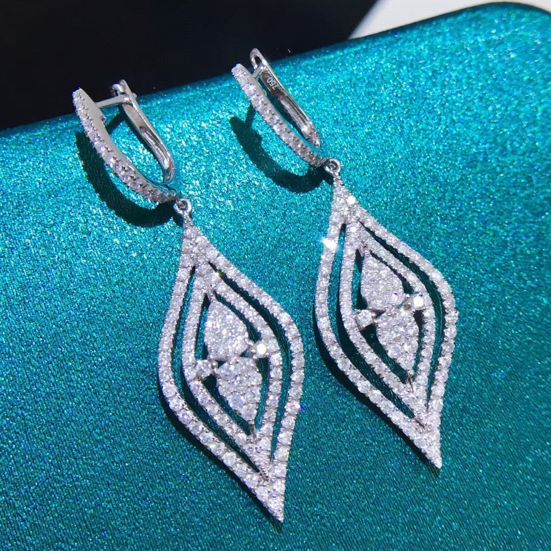 14k Gold 1.6 Ct Natural H Diamond Earrings - 3