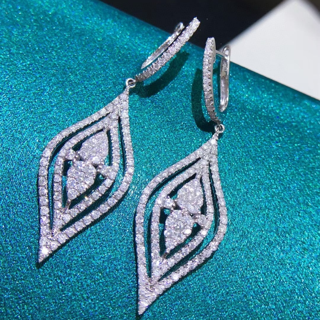 14k Gold 1.6 Ct Natural H Diamond Earrings - 4