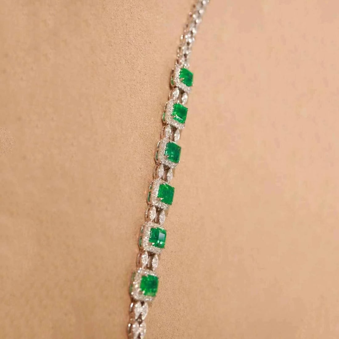14k Gold 3.65 Ctw Natural Emerald & Diamond Bracelet - 2