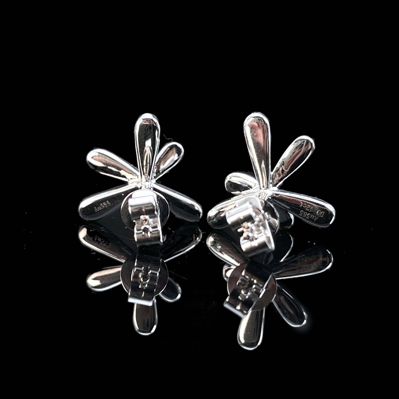 14k Gold 0.42 Ct Natural H Diamond Earrings - 4