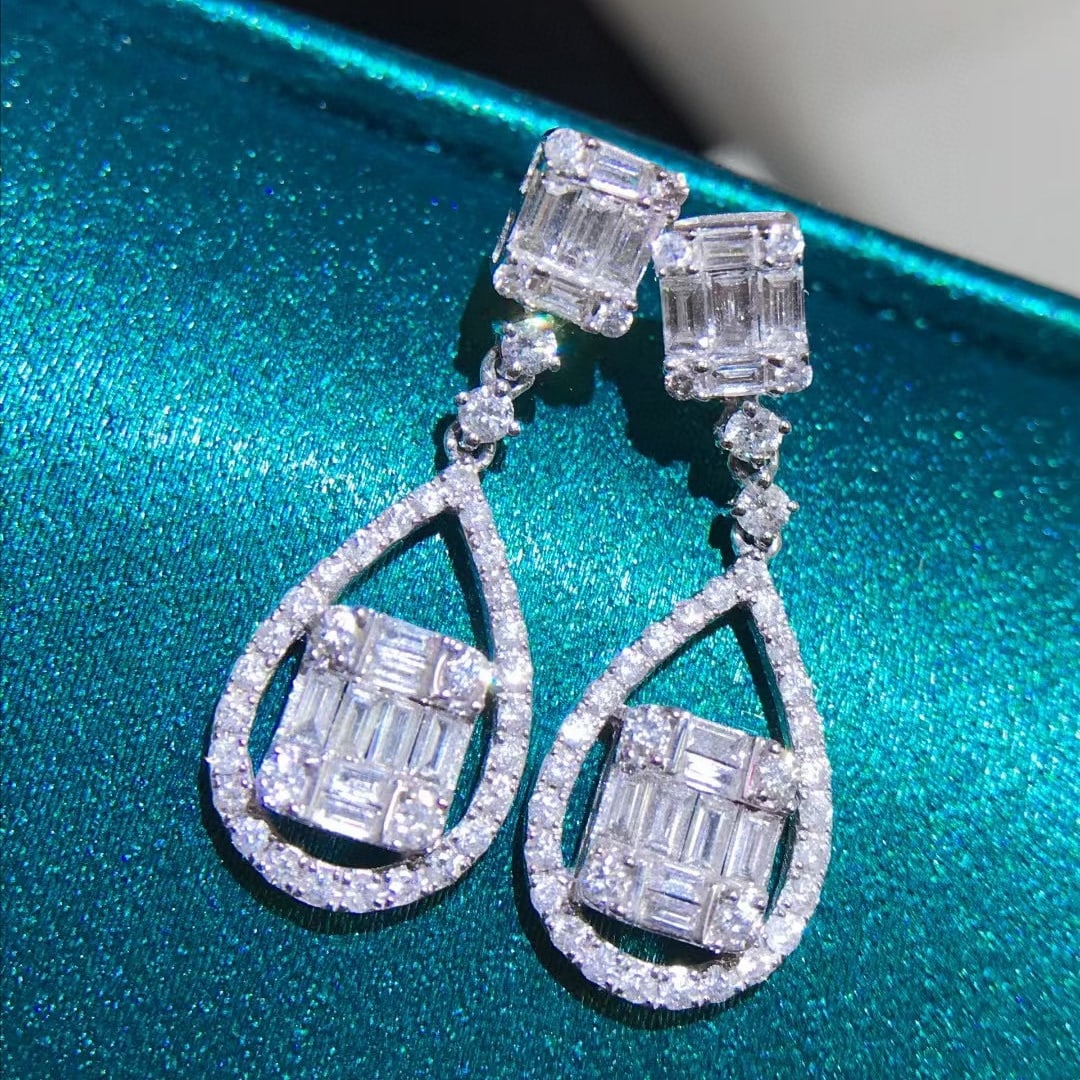14k Gold 1.7 Ct Natural H Diamond Earrings - 4