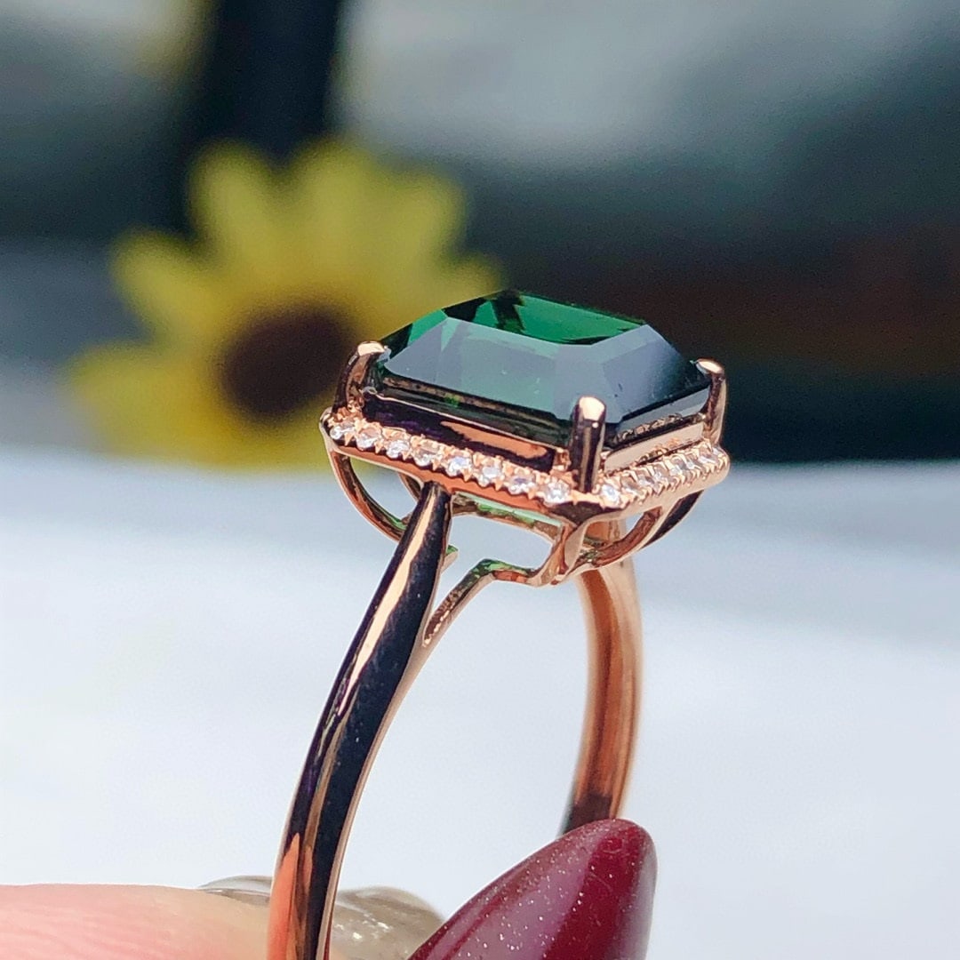 14k Gold 4.5 Ct Natural Tourmaline & Diamond Ring - 5