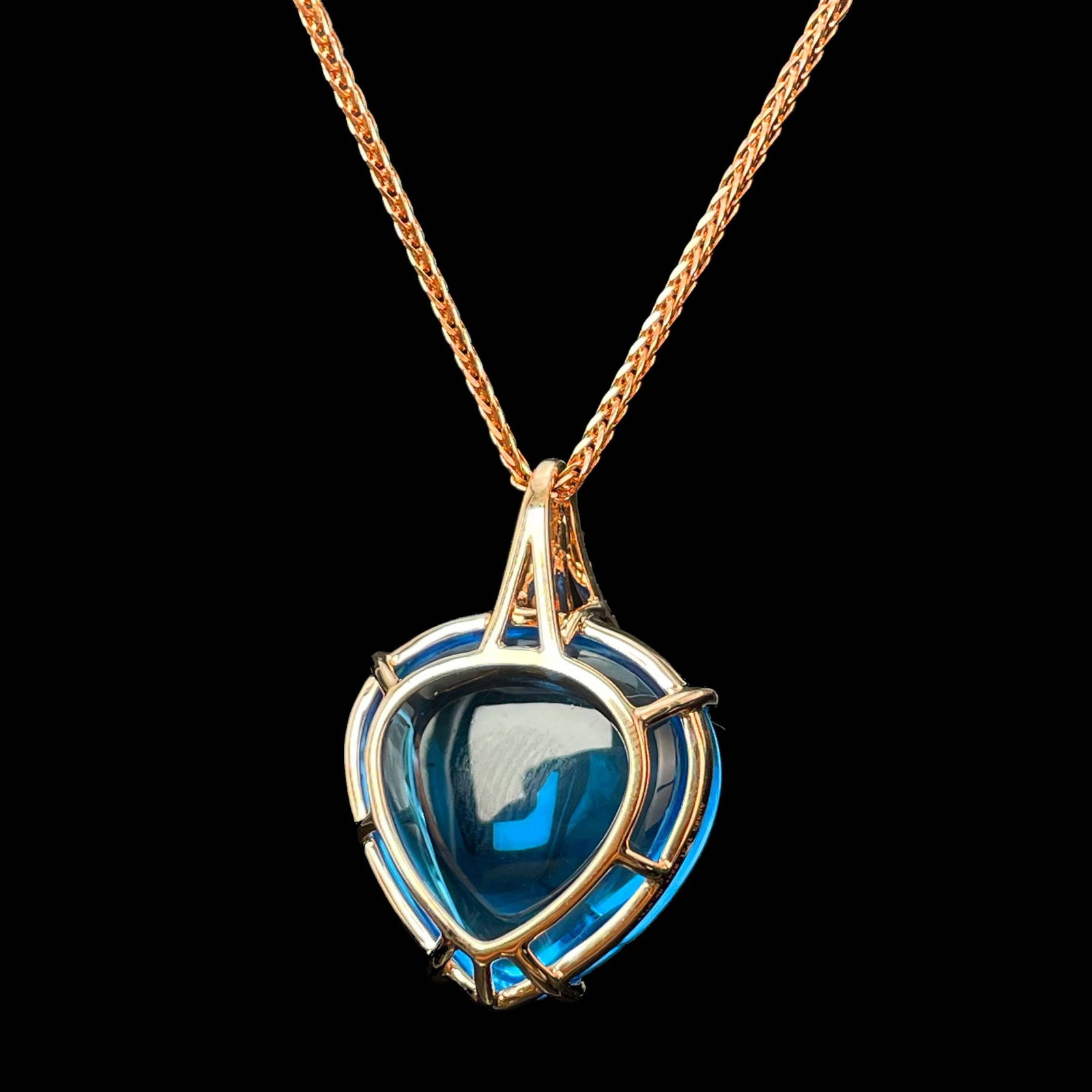 14k Gold 21.69 Ctw Natural Topaz & Diamond Pendant( Without Chain ) - 2